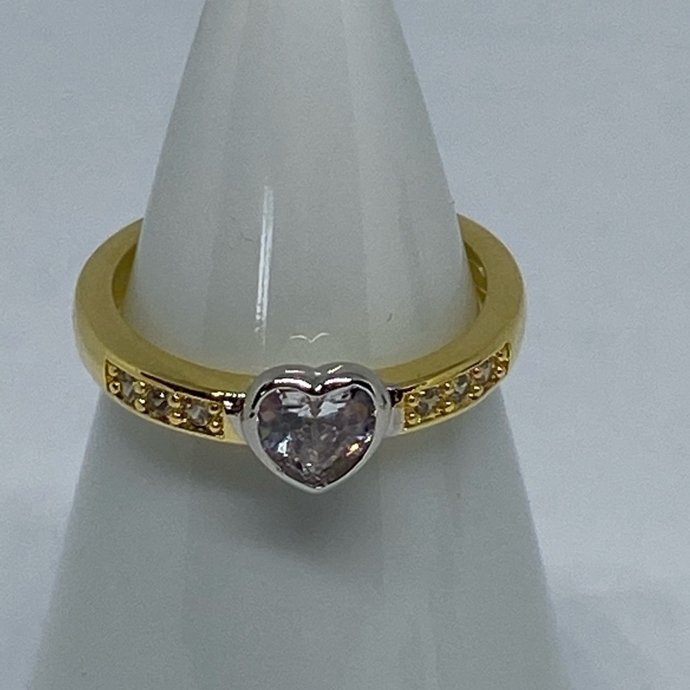 CRYSTAL heart ring gold plating on sterling silver - Picture 2 of 9